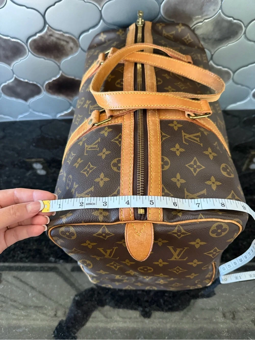 Louis Vuitton Monogram Canvas Duffel with Tan Leather Trim
